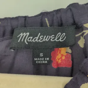 Madewell Cotton Silk Floral Peasant Blouse Size Small Navy Red Long Sleeve Shirt thumbnail 7