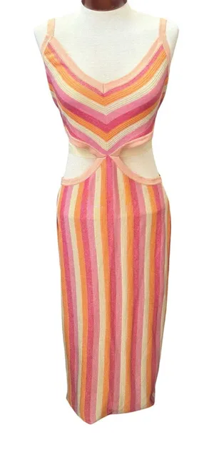 Altar’d State Avery Striped Midi Dress Size XL Cut Out Stretch Resort thumbnail 1