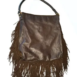 Tory Burch Dark Brown Fringed Leather Suede Hobo Bag thumbnail 2