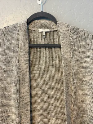 Joie Sona open front fringe hem linen blend open cardigan sweater medium thumbnail 3