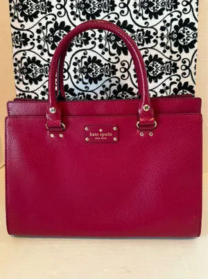 Kate Spade Wellesley Durham Small Pebbled Satchel in Burgundy thumbnail 4