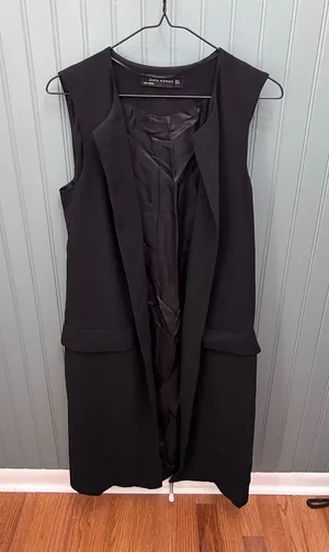 Zara Woman Black Longline Sleeveless Blazer Vest Open Front Small‎ Workwear Chic thumbnail 1