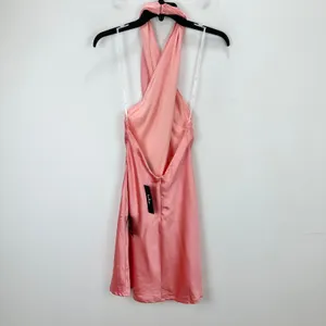 Lulus Satin Mini Halter Dress Pink Sleeveless Party Glam Backless Small NWT thumbnail 7
