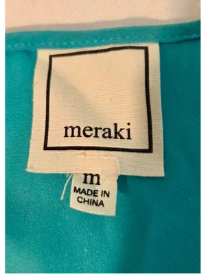 Meraki Women’s Gold Bar Cutout Chiffon Blouse Teal Green Size M W-220 thumbnail 2