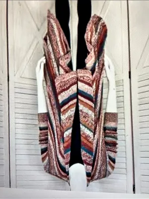 American Eagle Outfitters Striped Open Knit Cardigan waterfall in Brown & Blue 1 thumbnail 3