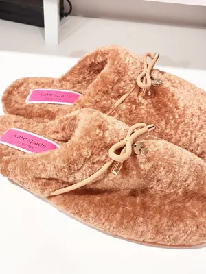 Kate Spade Women’s Shearling Faux Fur Lucy Slipper Light Fawn Size 9 thumbnail 3