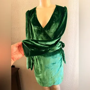 Reformation Bordeau Velvet Dress Emerald size med thumbnail 10