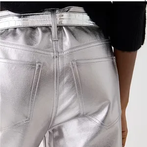 J. Crew Full-length demi-boot pant‎ in metallic faux leather 26T Tall holiday thumbnail 11