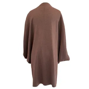Marla Wynne Brown Wool Blend Knit Poncho Sweater Cardigan Size M-L thumbnail 3