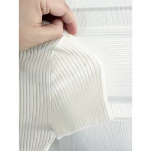 Wilfred Aritzia All Tied Up Short Sleeve Ribbed Cropped White Wrap Sweater thumbnail 9