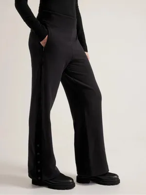 Athleta Retroplush Velvet Stripe Straight Leg Pant in black W2365 Sz S thumbnail 3