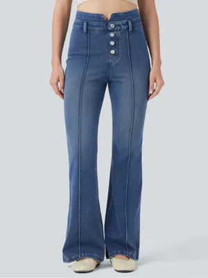 Halara Flex™ Mid Rise Tummy Control Casual Flare Jeans with Pockets thumbnail 3