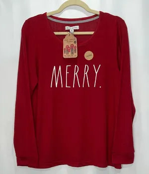 NWT Rae Dunn Merry Graphic Top thumbnail 1