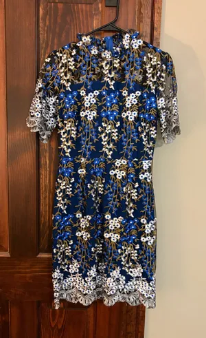 Blue Flower Detail Dress thumbnail 1
