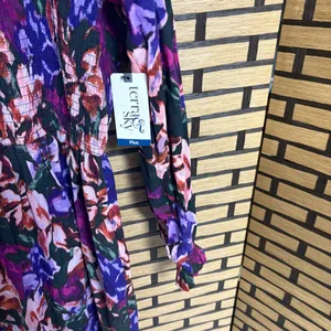 Terra &‎ Sky Purple Floral Midi Dress Size 1X thumbnail 5