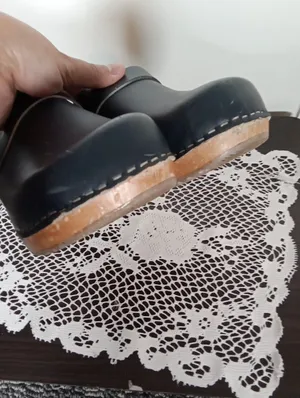 BJÖRK Blue Leather Clogs with Natural Wood Sole Swedish Comfort Womens 39 thumbnail 5