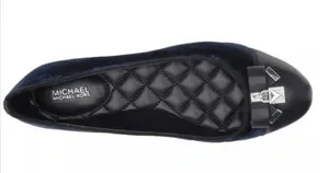 Michael Kors navy blue velvet alice ballet flat shoes silver hardware size 7 thumbnail 1