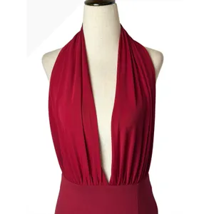 Angel Biba Mini Dress Women 8 Red Plunge Halter Backless Bodycon Party Cocktail thumbnail 6