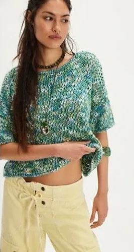 Free People Women's Mezcal Sweater Tee Rainforest NWT‎ Medium thumbnail 1