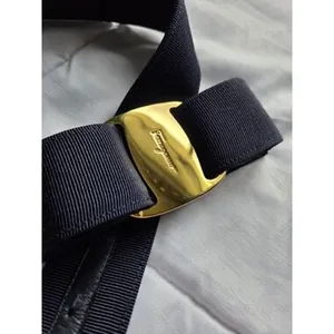 XS Vintage Salvatore Ferragamo Vara buckle belt suede leather black gold logo thumbnail 2
