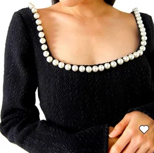 Pearl Embellished Neckline Mini Dress thumbnail 4