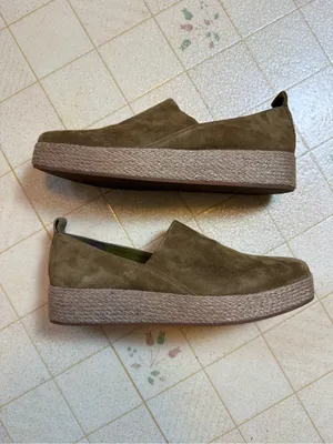 Vince Saxon 4 Suede Espadrille Wedge Platform Sneakers in Olivewood Size 7.5 thumbnail 3