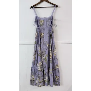 Forever 21 Floral Lace Trim Side Tie Midi Dress Lavender Purple Women’s L NWT thumbnail 4