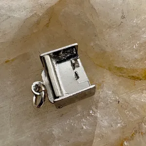 Vintage‎ Sterling Silver Piano Charm Rhodium Plated Musical Pendant 1.22g thumbnail 2