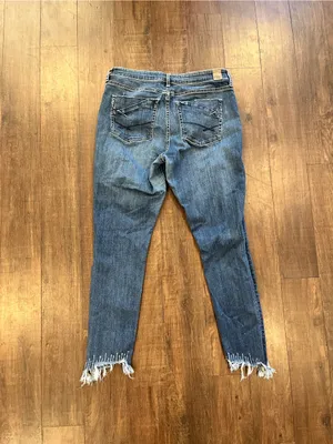 BKE Gabby Jeans Womens 30 Blue Curvy Fit High Rise Stretch Ankle Skinny Raw Hem thumbnail 6