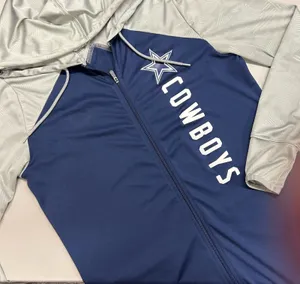 Dallas Cowboys Full Zip Jacket Light Weight Blue Gray Hooded NFL Football Large thumbnail 1