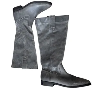 Steve Madden Bryson Grey Distressed Leather Tall Boots Womens Size 6M Low Heel thumbnail 7