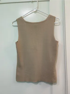 Ann Taylor Beige Sleeveless Knit Top Size Medium thumbnail 2