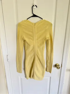 House of CB GIACOMINA Yellow Long Sleeve Bandage Dress With Hook & Eye Details thumbnail 8
