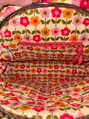 Vera Bradley Floral Quilted Handbag-Pink, Olive & Orange thumbnail 6