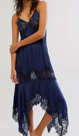 NWOT Free people X Sunsetter Maxi Slip In Navy thumbnail 1