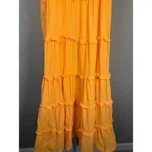 Charlie‎ Holiday Orange Senorita Tiered Cotton Maxi Dress NWT Size 4 Boho thumbnail 5