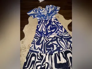 Nwot Anthropologie Somerset tiered maxi dress $170 L fall party boho blue wave thumbnail 10