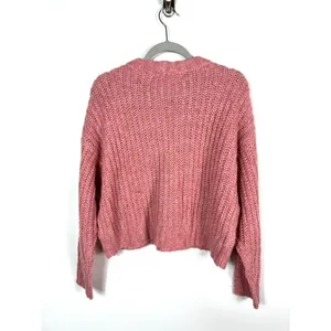 American Eagle Outfitters Pink Textured Chunky Knit Cropped‎ Sweater Women's S thumbnail 7