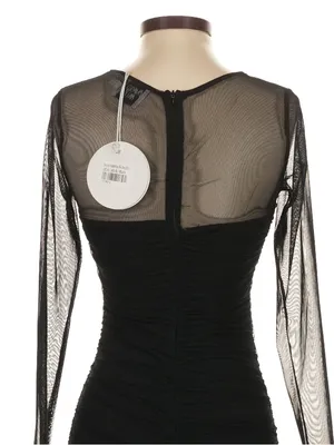 Princess Polly Charvi Black Ruched Mesh Mini Dress Size 4 Indie Y2K Party thumbnail 7