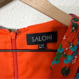 Saloni Eve Mini Dress Tangerine Sweetpeas‎ Chiffon Viscose Smock V Neck Size 0 thumbnail 11