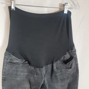 Time & Tru Maternity Jeans Small 4-6 Black Denim Gray Skinny Full Belly Panel thumbnail 2