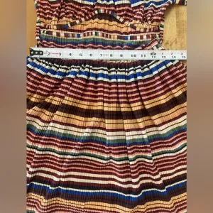 ZARA Like New Striped Midi Long‎ Sleeve Dress Medium Faux Corset Style Mu… thumbnail 5