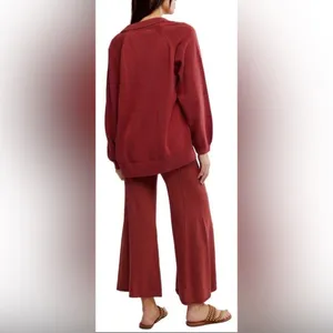 NEW Free People Drea Sweater & Flare Leg Pants Set - Dusty Rose, Sz M thumbnail 4