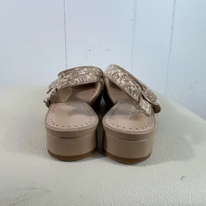 Adrienne Vittadini Rattan Woven Slingback Mule Flats Gold Buckle 8M 8 Career thumbnail 5