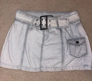 Light Wash Denim Mini Skirt with Belt thumbnail 1