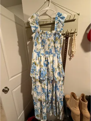 August Sky Blue Floral Midi Dress thumbnail 3