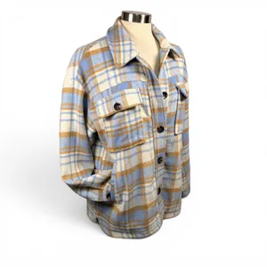 LELIS‎ Women's Light Blue Plaid Oversized Shacket, Small thumbnail 4