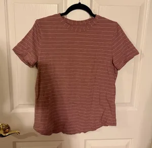 lululemon athletica Mauve Striped Short Sleeve Tee thumbnail 1