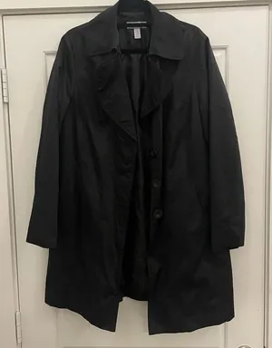 Nine & CO by Nine West Women's Black Trench Coat size‎ XL thumbnail 1
