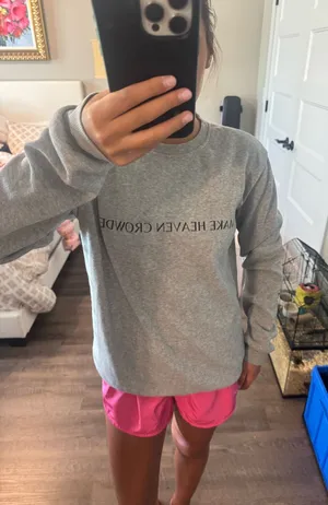 Gray Graphic Crewneck Sweatshirt - "MAKE HEAVEN CROWDED" thumbnail 1